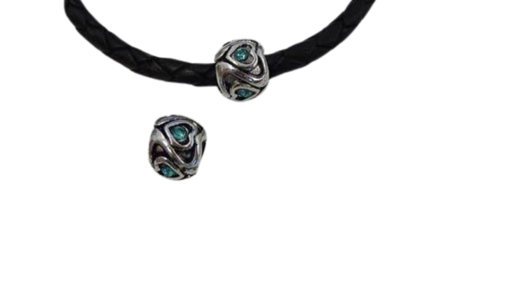 Zamak parts of leather CA-4868 Turquoise Hearts