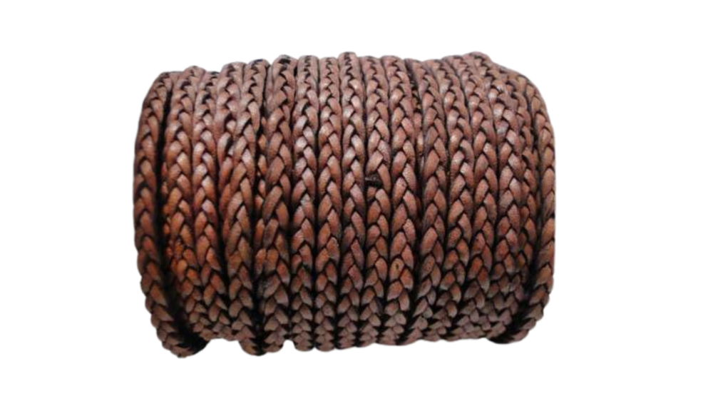 Choti Braided Leather Cord - 3mm - Tan