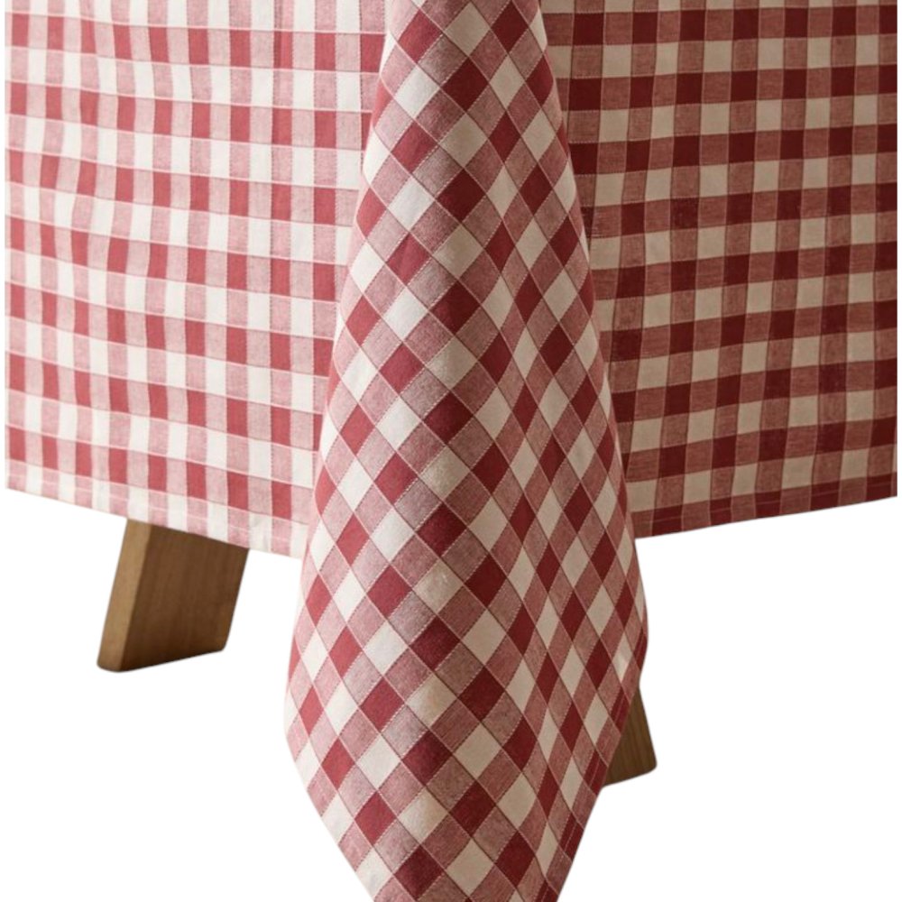 Red Checkered Waxed Tablecloth