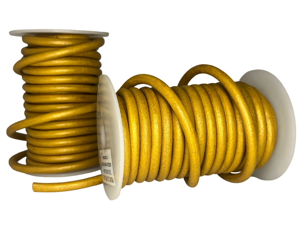Round Leather Cord - 6mm - Metallic Gold
