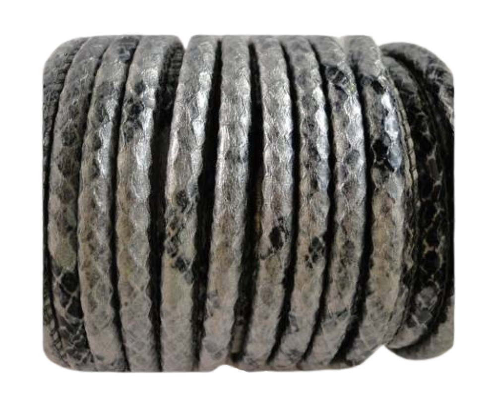 faux nappa leather 4mm -Snake-Style -Grey