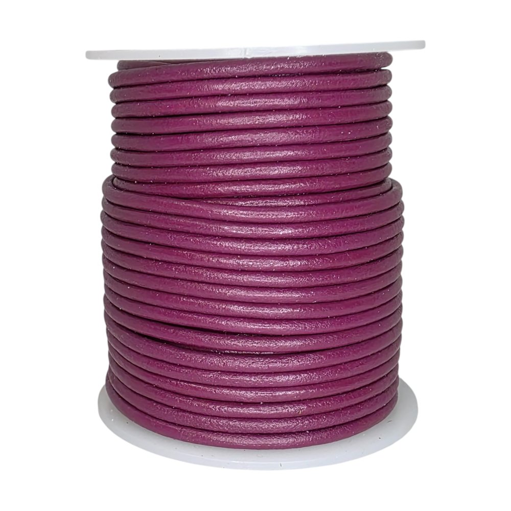 Round Leather Cord - 3mm - FUSCHIA