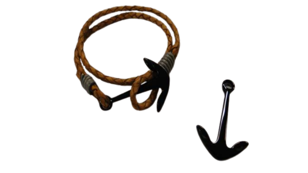 Stainless Steel Anchor Clasp-Black-MGST-206-4mm