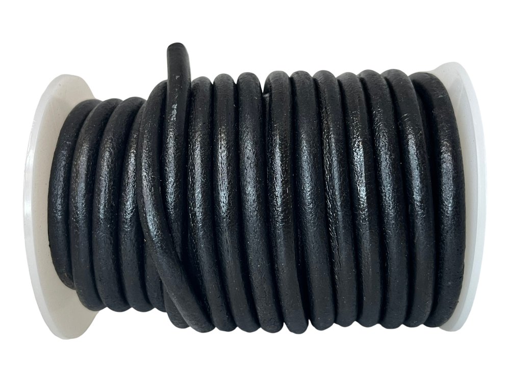 Round leather Cords - 6mm - Black