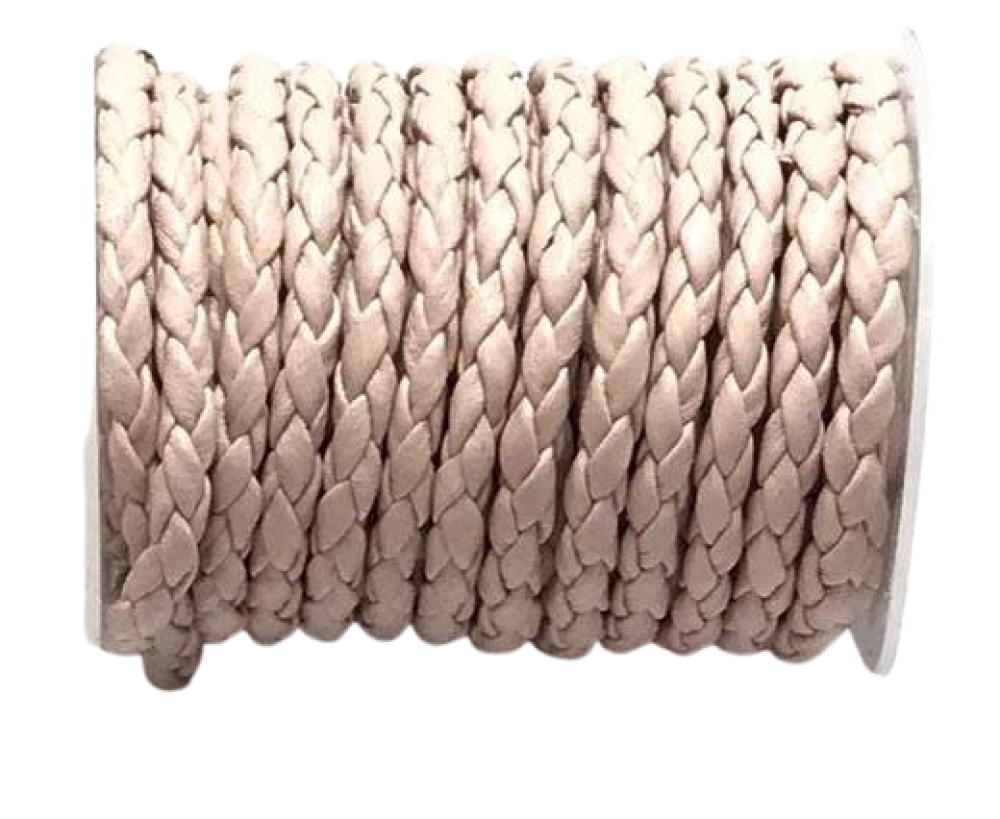 Round Bolo Twist Leather Cord - 4mm - baby pink