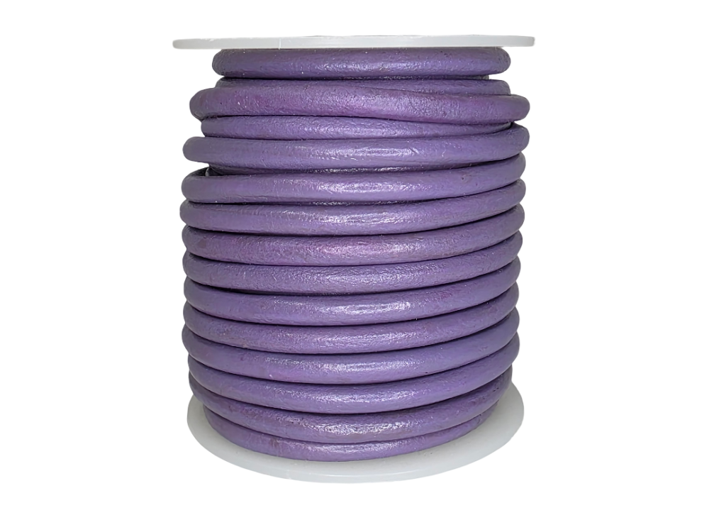 Round Leather Cord - 5mm - Purple