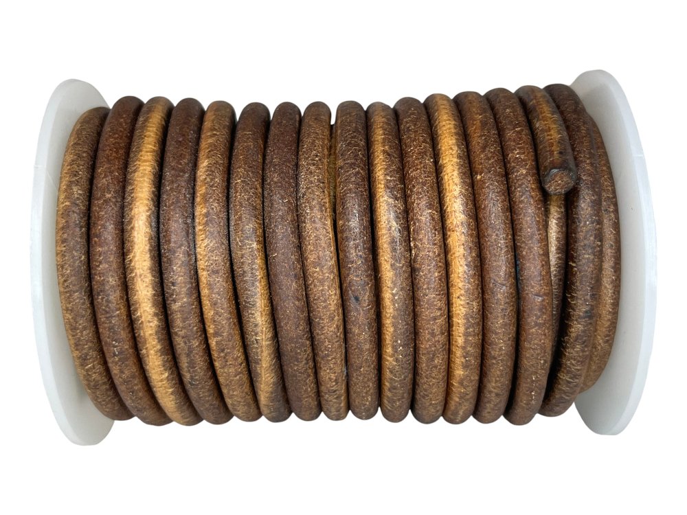 Round leather Cords - 6mm - Dark Natural