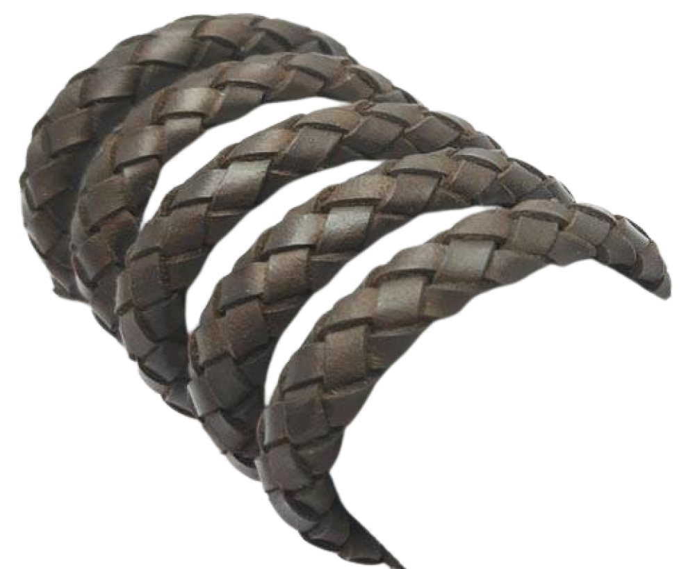 Thick Oval Hollow braided Cord - Vintage Brown - 11mm*6mm