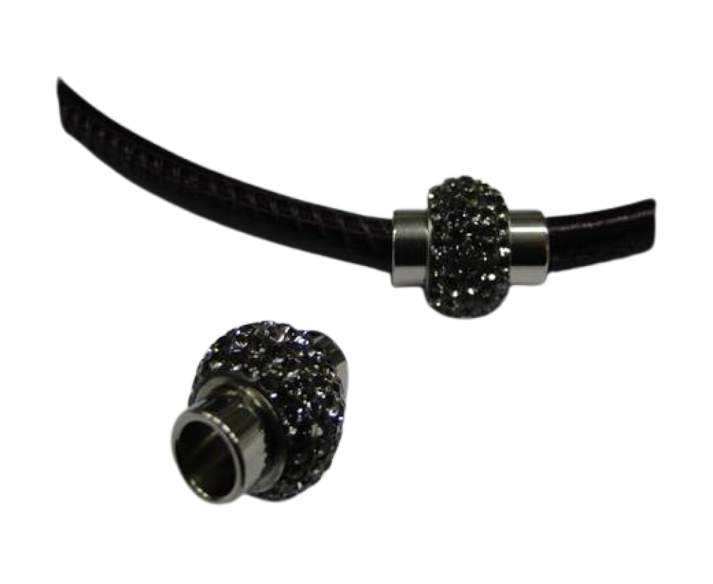 Stainless steel Magnetic Clasp: SSP364 6mm (black quartz)