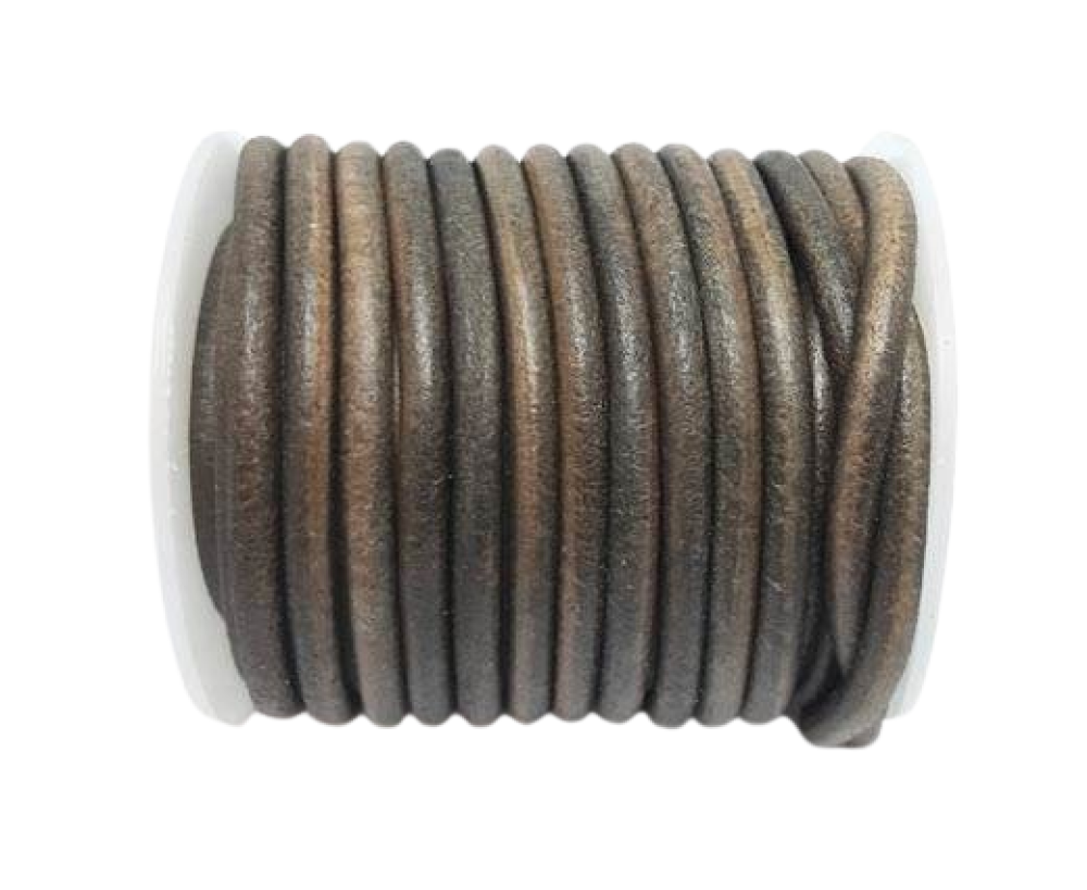 Round Leather Cords - 5mm - Vintage Grey