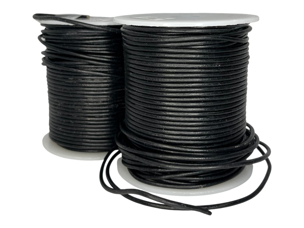 Round Leather Cord Black - 2mm