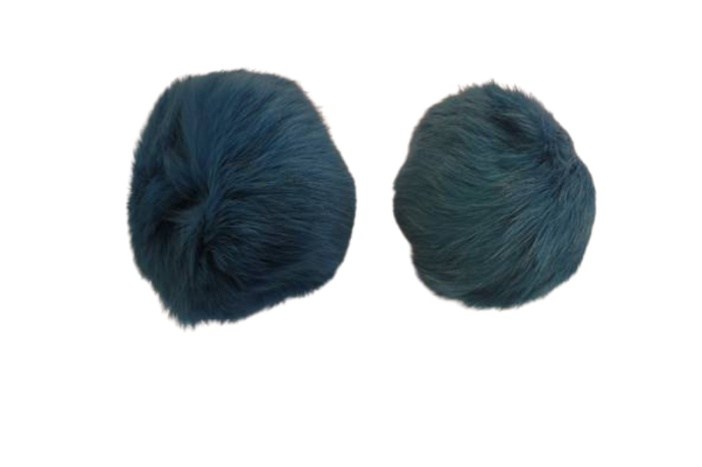 Rabbit Fur Pom Pom-Bermuda Blue-7cms