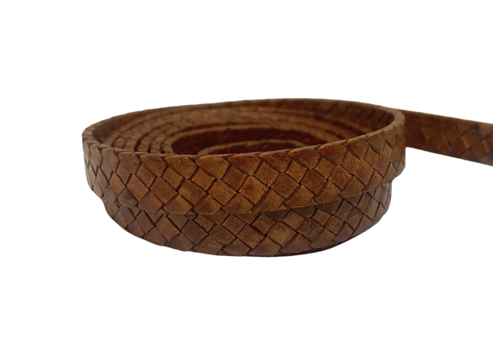 Brazil braided leather cords- 8*2.2mm - vintage brown