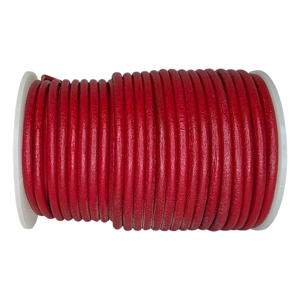 Round Leather Cord - 5mm - Red