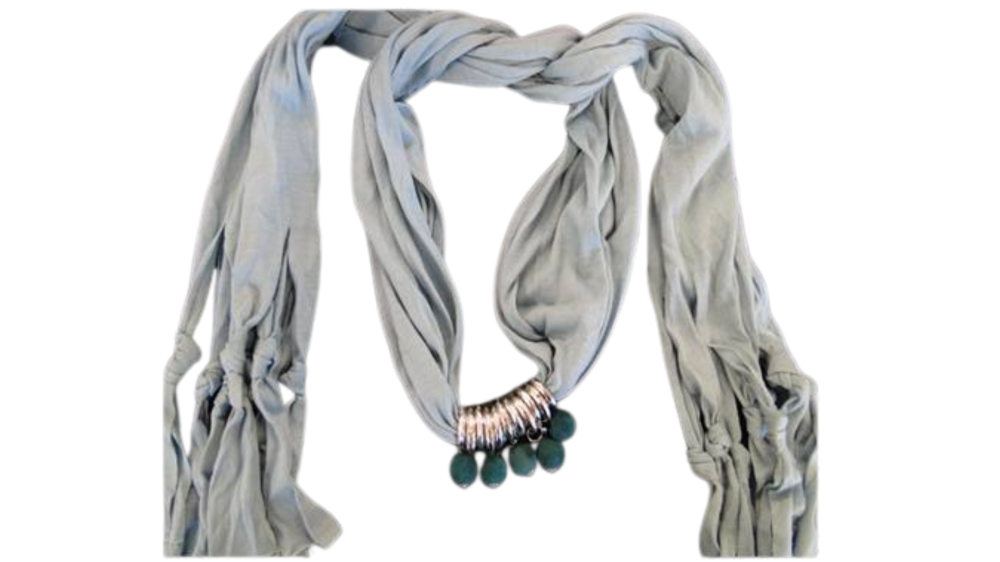 Scarf With Beads - Style 5 - Beige