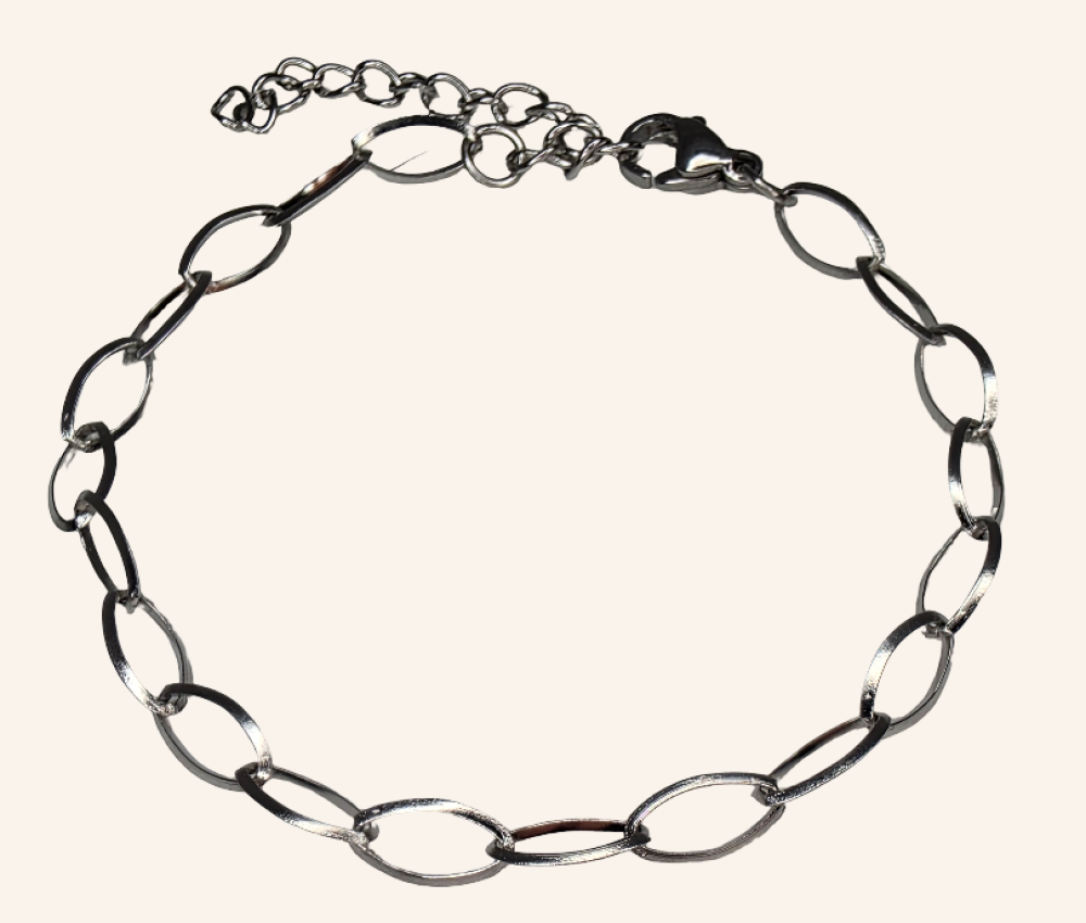 Almond Chainlink Bracelet – Silver - Item 991
