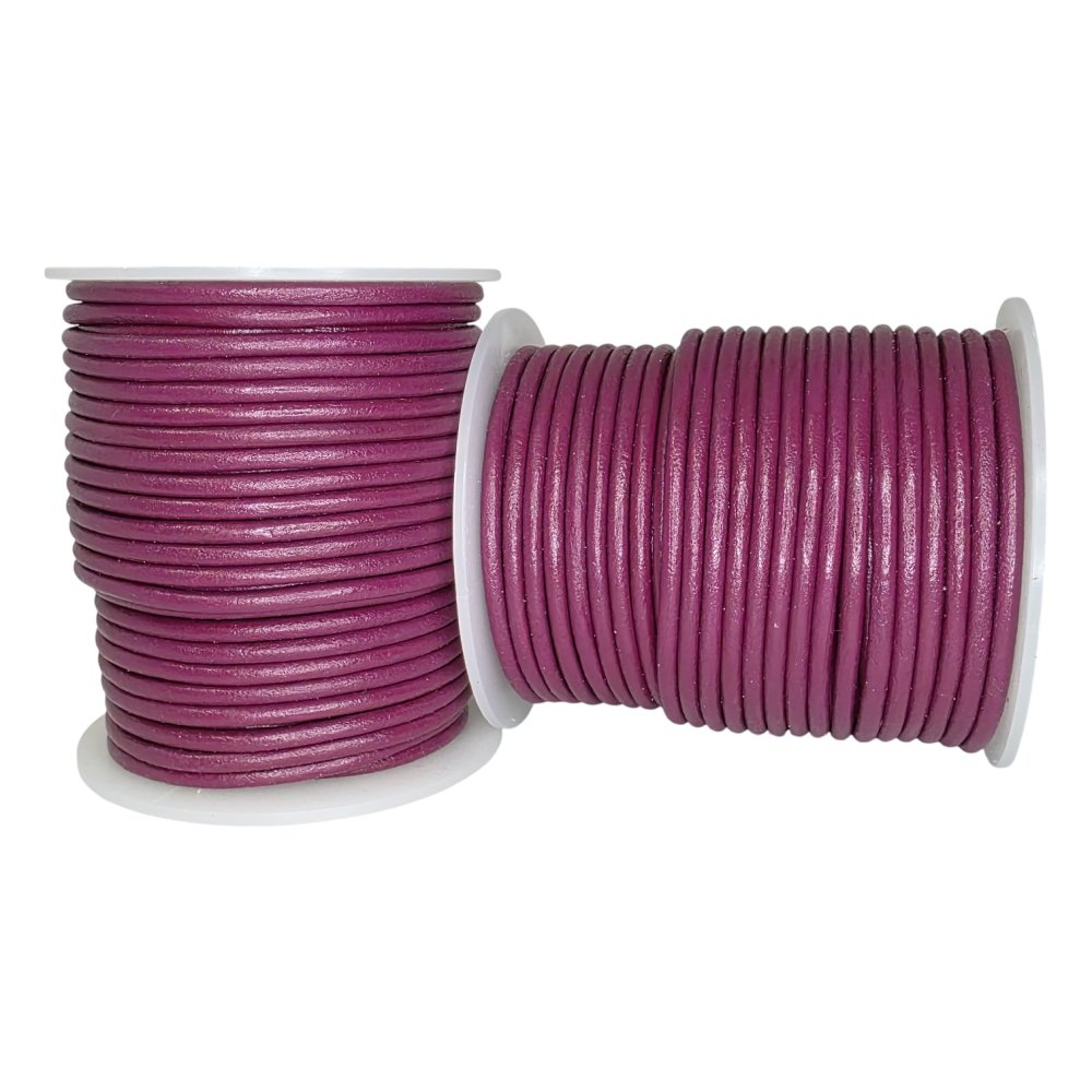 Round Leather Cord - 3mm - FUSCHIA