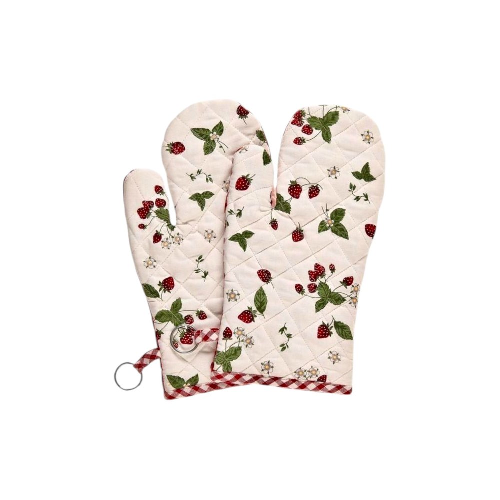 Pink Strawberry Printed Oven Mitt