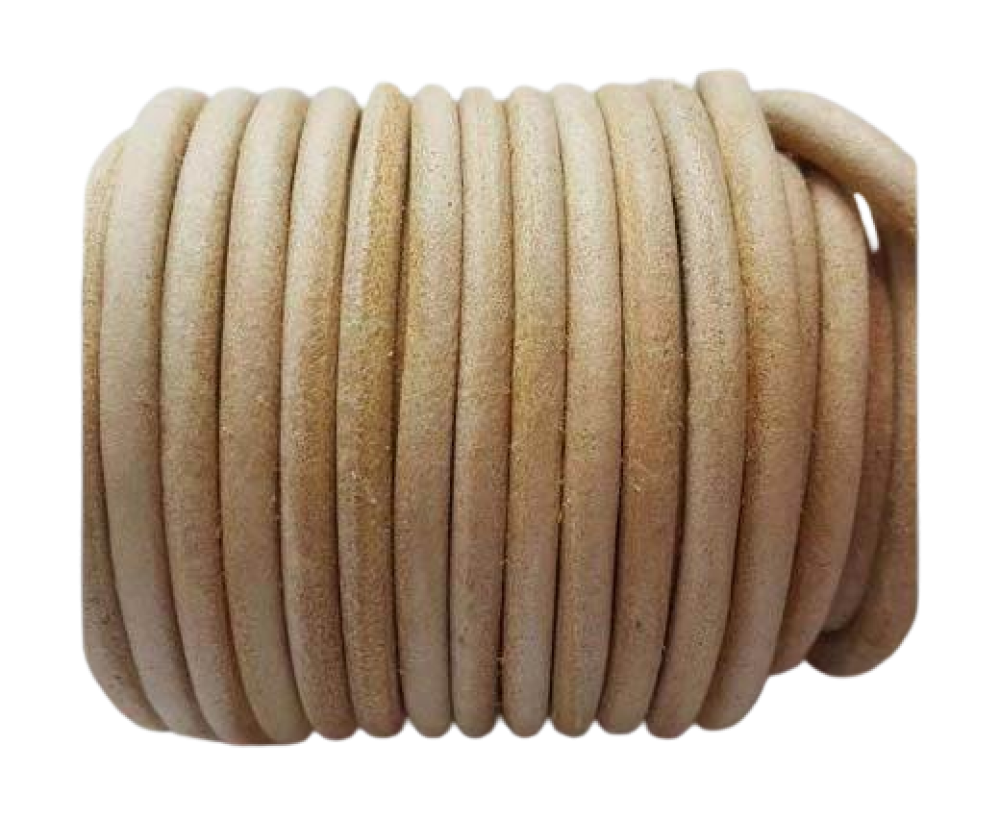 Round leather Cords - 6mm - Natural