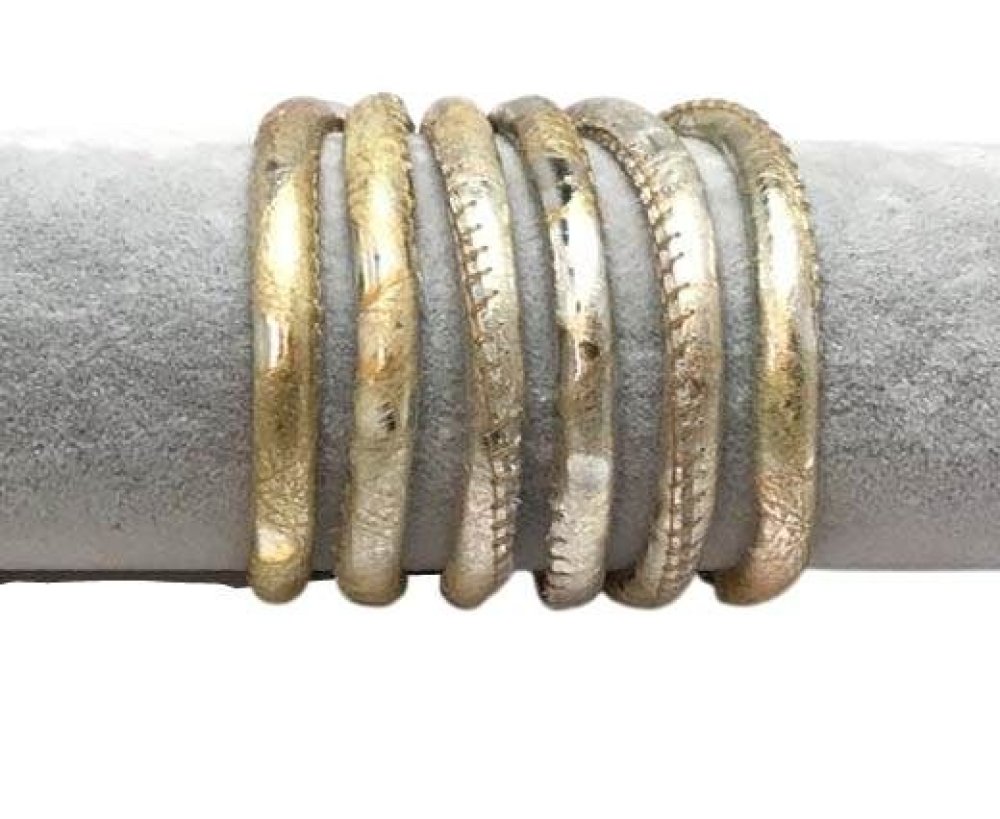 Real Round Nappa Leather cords 6mm- Snake style-Gold