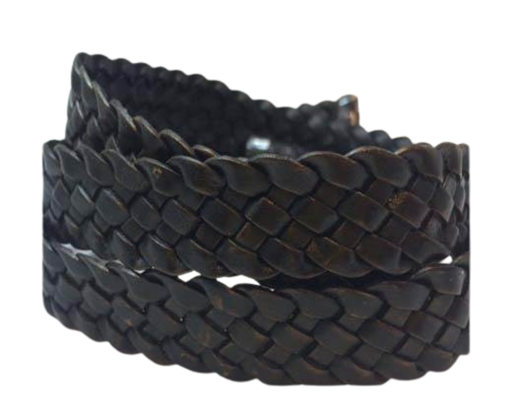 Flat Braided Leather Cords - 20mm - brown