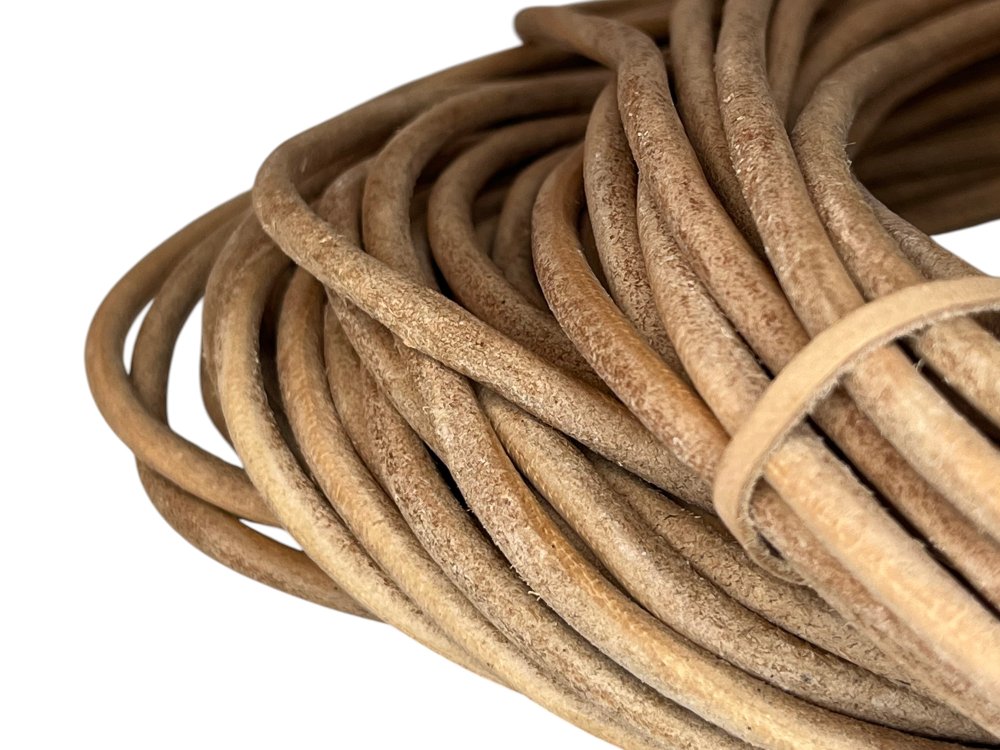 Round leather Cords - 6mm - Natural
