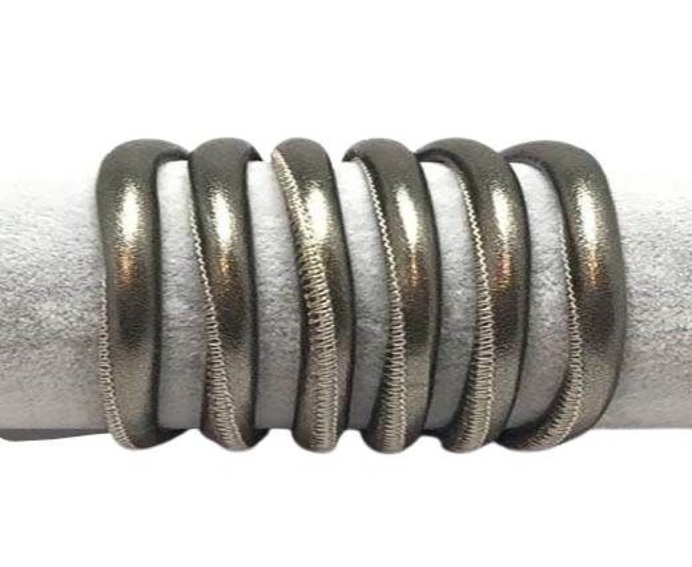 Round stitched nappa leather cord-6mm-Old platinum