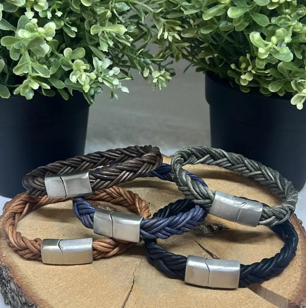 Ibiza braided leather cords - 11*6mm- vintage blue