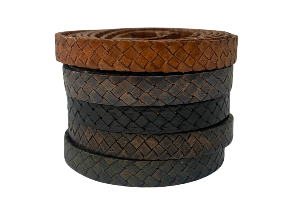 Brazil braided leather cords- 8*2.2mm - vintage brown