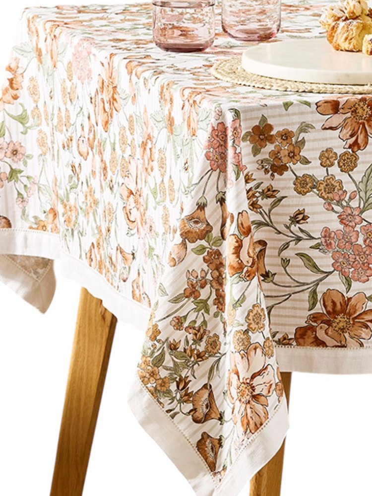 Flower Printed Waxed Tablecloth