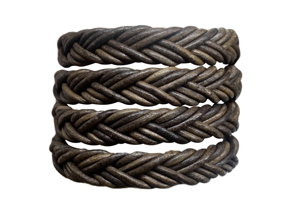 Ibiza braided leather cords - 11*6mm- vintage dark brown