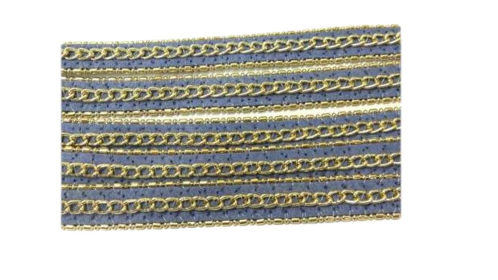 Eco Flat Leather with 3 chains-10mm-Blue