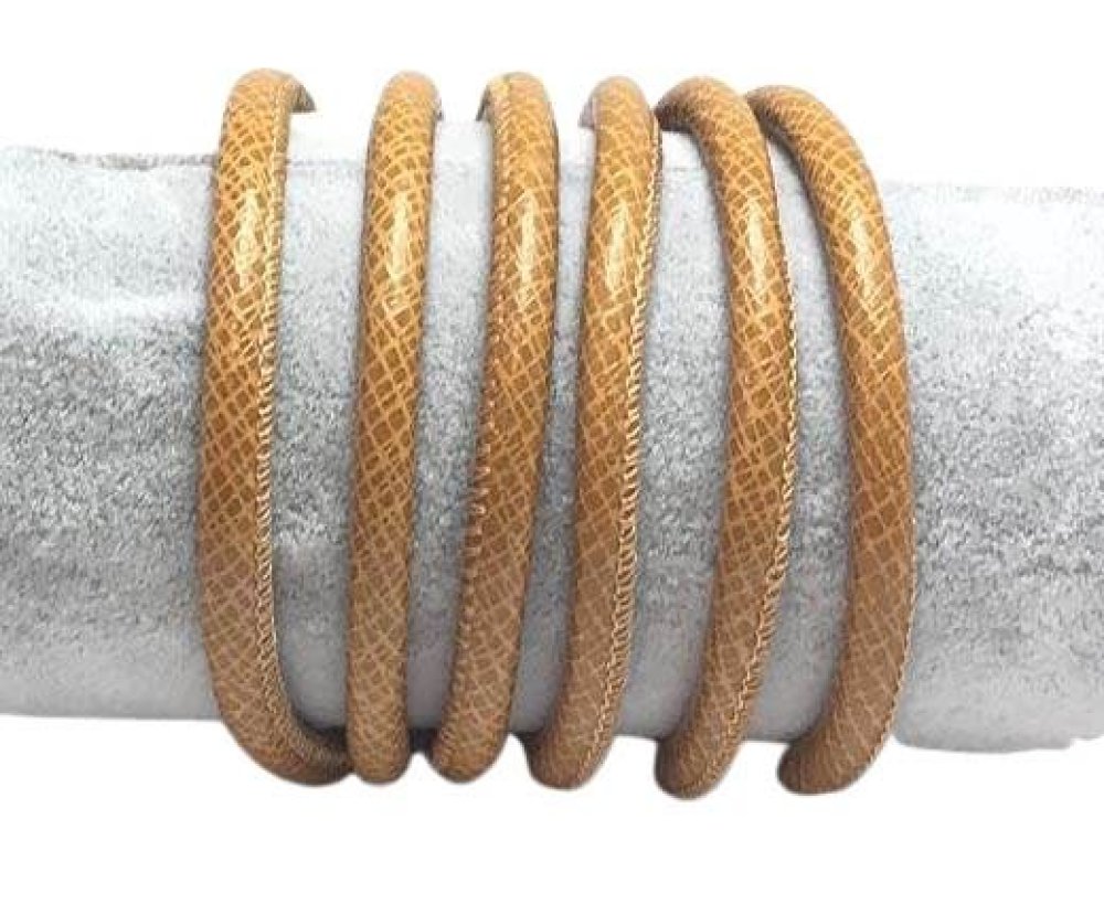 Real Round Nappa Leather cords - 6mm - Lizard Prints - Orange