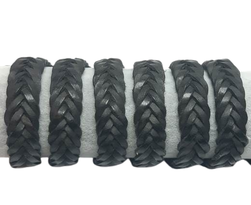 Montana Braided leather cords - 15mm - Black