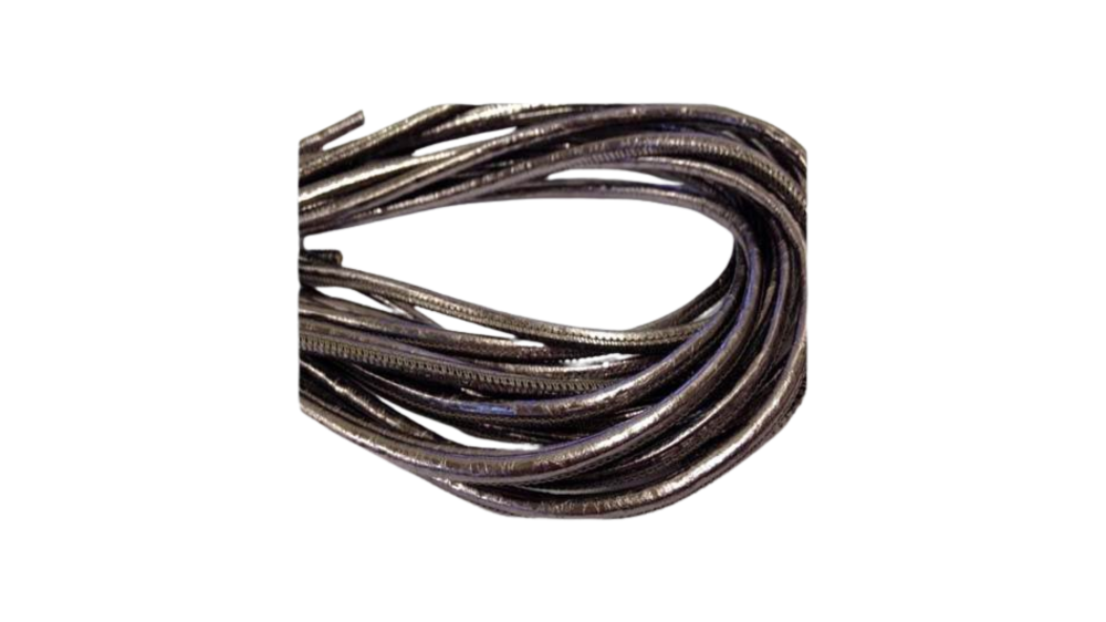Round stitched nappa leather cord Raza Lamina Medium Silver 4mm