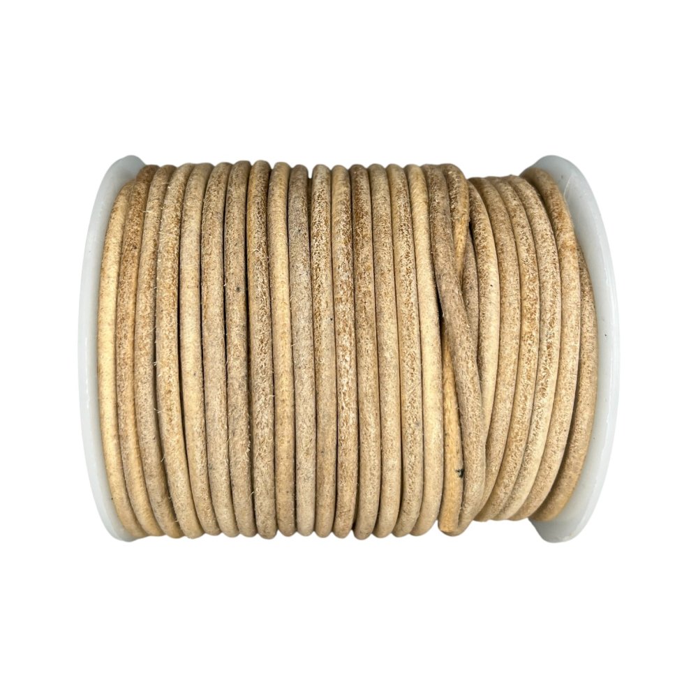 Round Leather Cord - Natural - 3mm