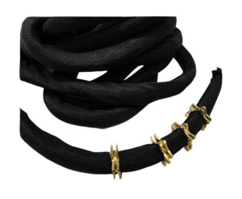 Real silk cords with inserts - 8 mm - BLACK