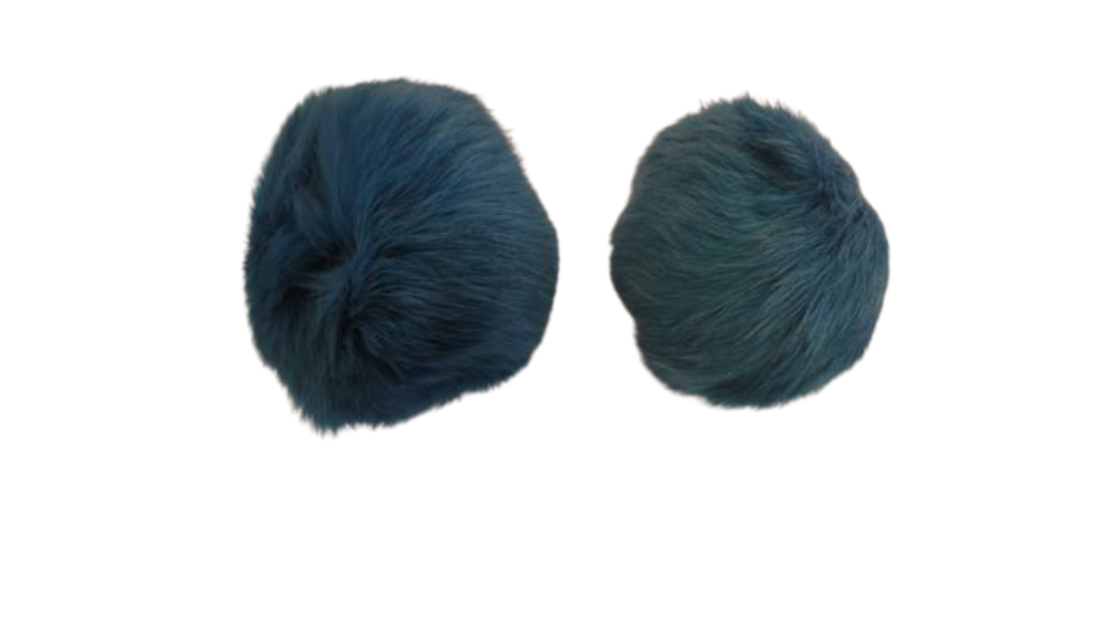 Rabbit Fur Pom Pom -Bermuda Blue-8cms