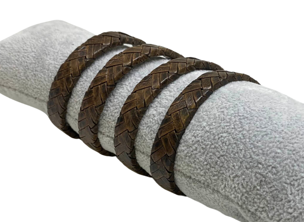 Argentine Braided Leather Cords - 10x3.5mm - Vintage Dark Brown