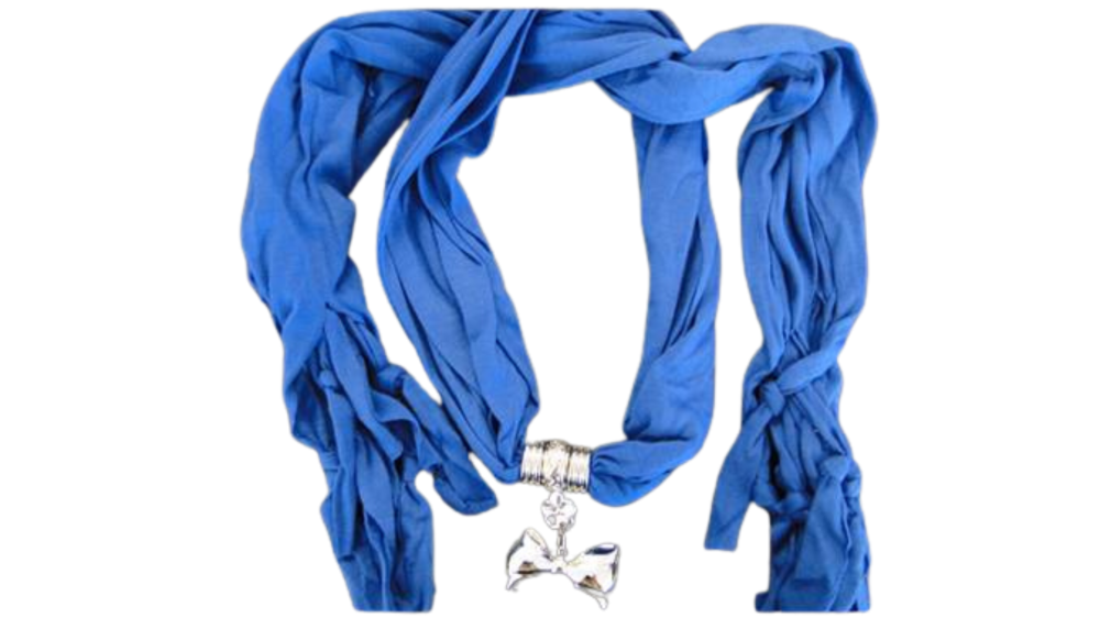 Scarf With Beads - Style 6 - Blue