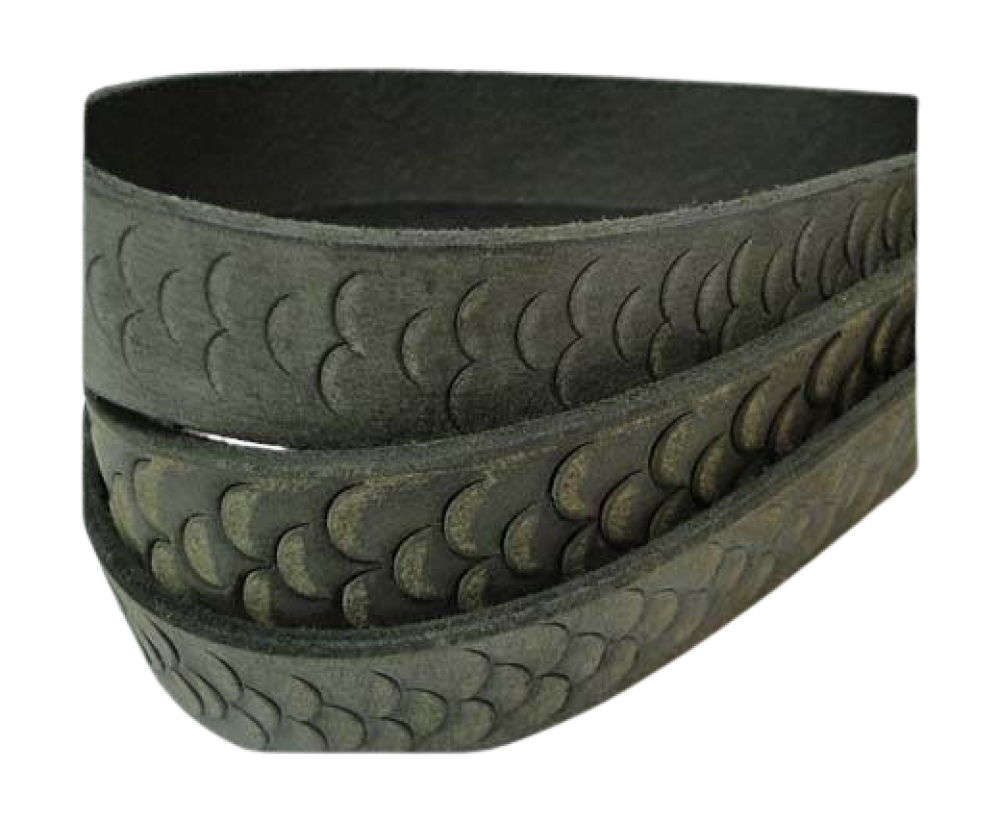 Vintage Style Flat Leather-Fish Style-20mm-Dark Grey