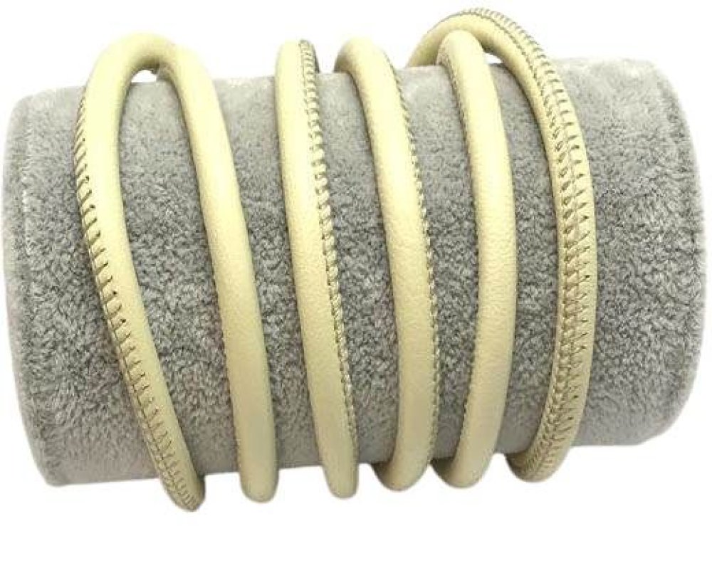 Round stitched nappa leather cord-6mm-Light pastel yellow