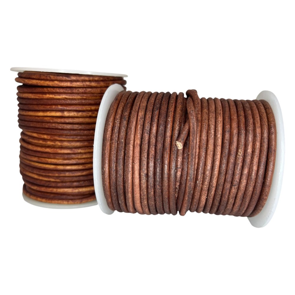 Round Leather Cord - Vintage Cognac - 2mm