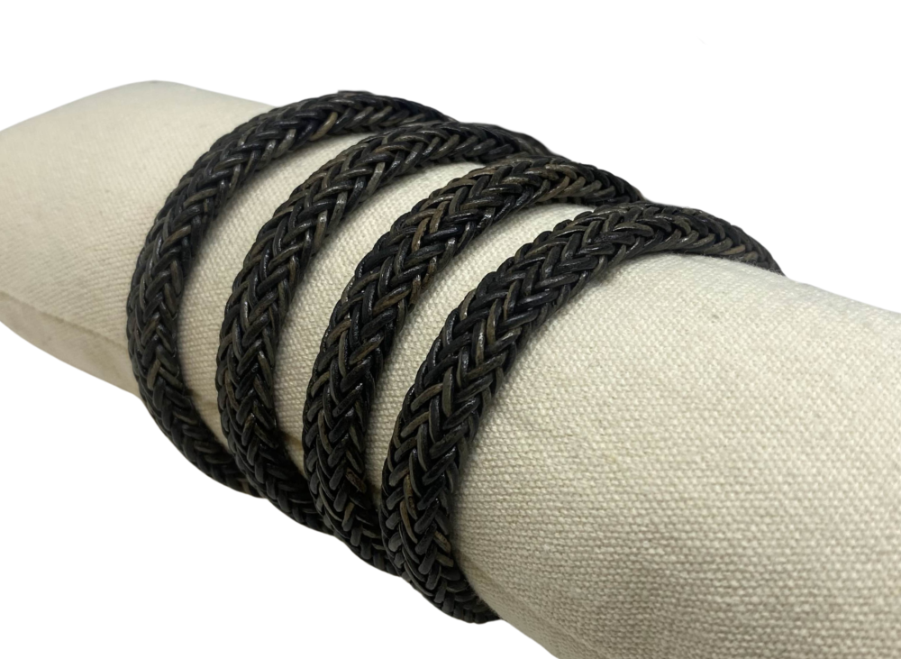 Spiral braided leather cords - 11x6mm - vintage grey