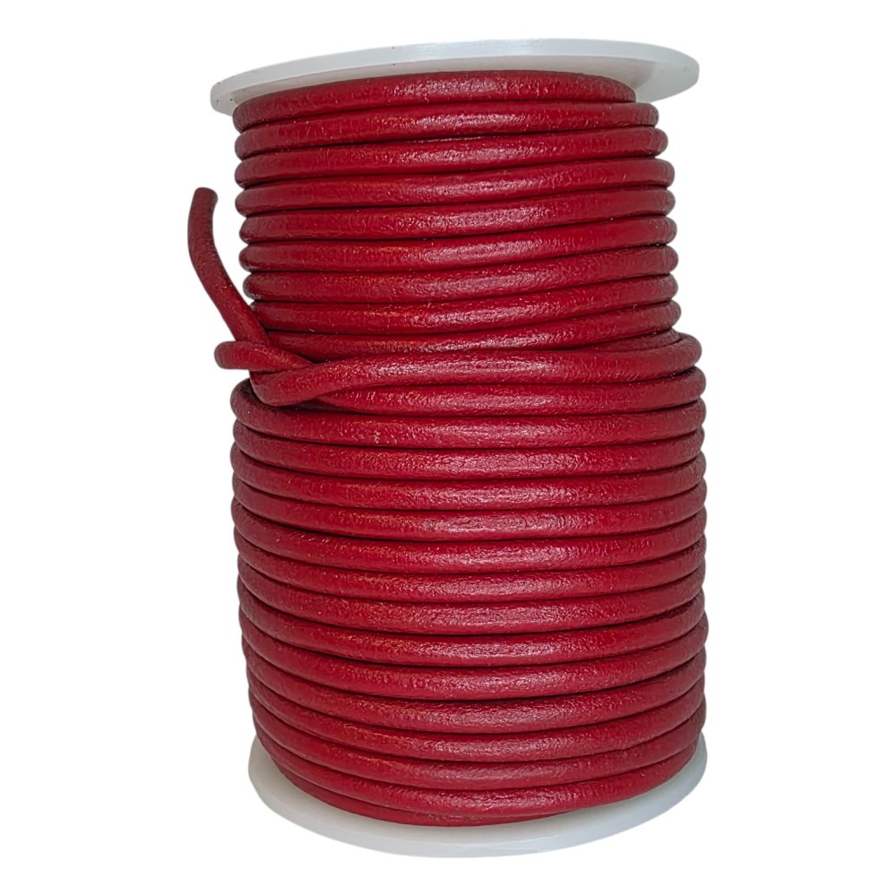 Round Leather Cord - 5mm - Red