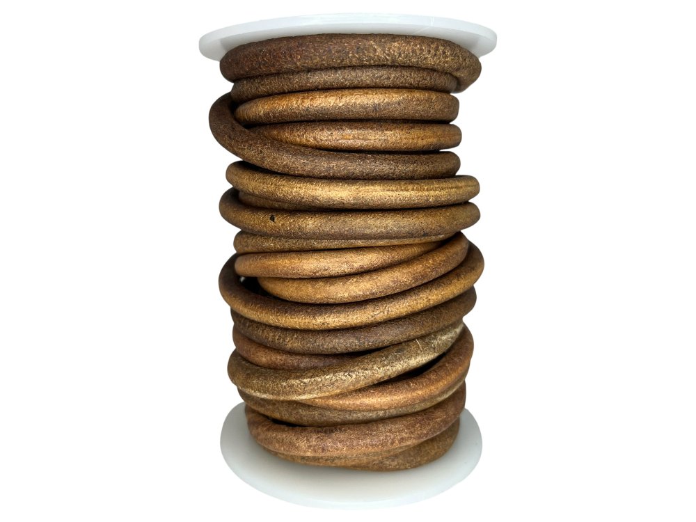 Round leather Cords - 6mm - Vintage Tan