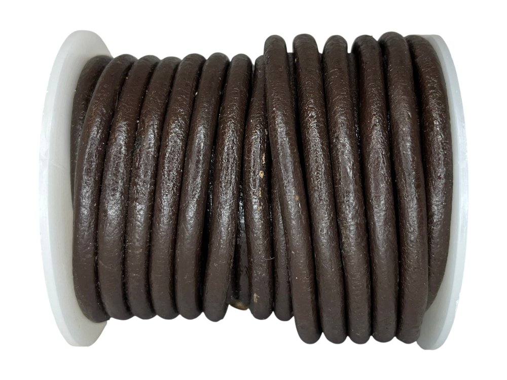 Round Leather Cord - 5mm - Brown