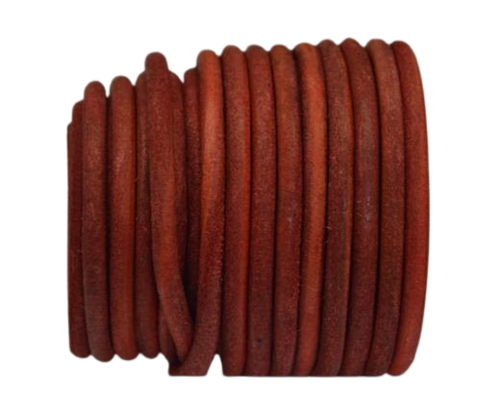 Round Leather Cord -Vintage Red-5mm