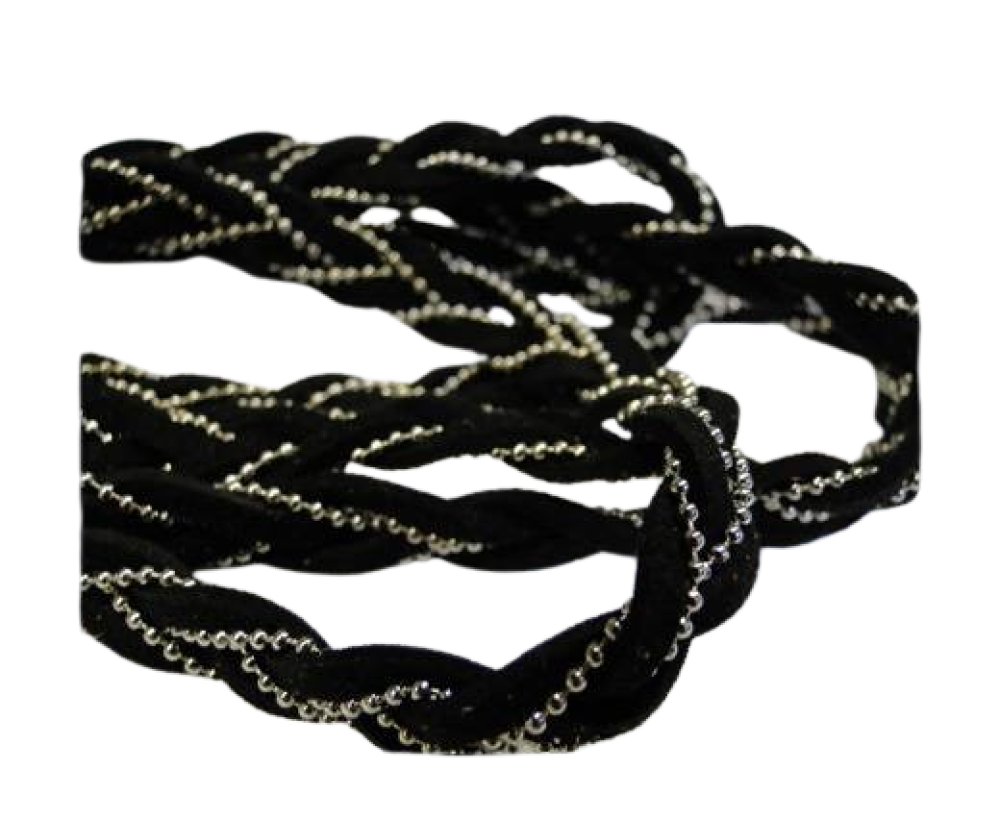Faux Suede cord with chain-10mm-black