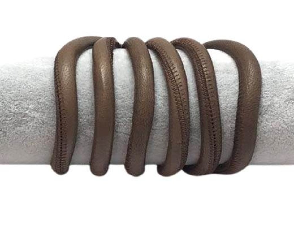 Round stitched nappa leather cord-6mm-Brown